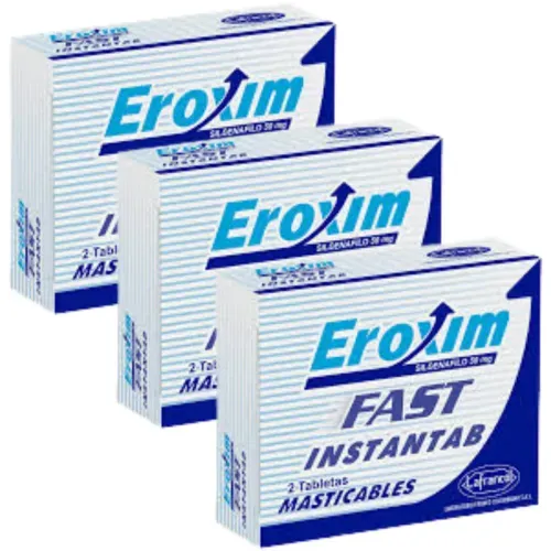 ¡Pack Ahorro 2+1! Eroxim Fast 50 Mg Caja X 2 Tabletas Masticables Lafrancol