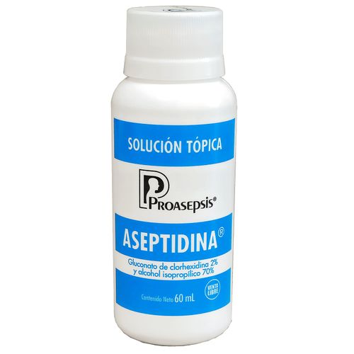 Aseptidina Clorhexidina 2% + Alcohol 70% Frasco X 60 ml