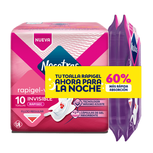 Toallas Nosotras Buenas Noches Invisibles Rápisec Paquete 12 unidades
