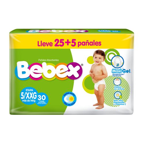 Pañal Bebex Etapa 5/Xxg Promoción Paca X 25+5 Softys