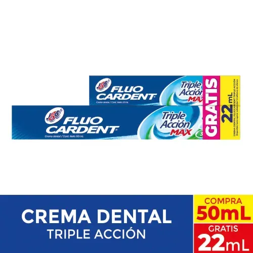 Crema Dental Fluocardent Triple Acción 50Ml + Crema Dental X 22Ml