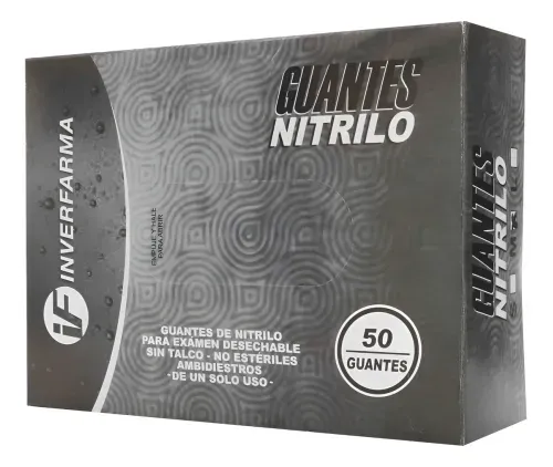 Guante de Nitrilo Negro Talla L Caja X 50 Unidades Inver