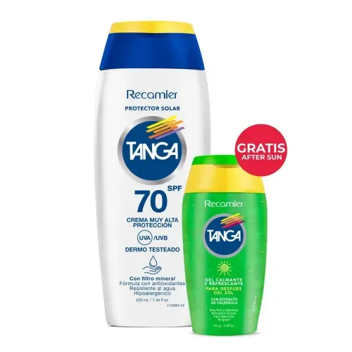 Bloqueador Tanga SPF70 220 ml + Gel AFS 85 ml Gratis