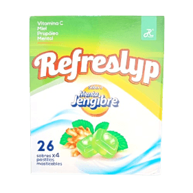 Refreslyp Menta Jengibre Caja X 26 Sobres 4 Pastillas