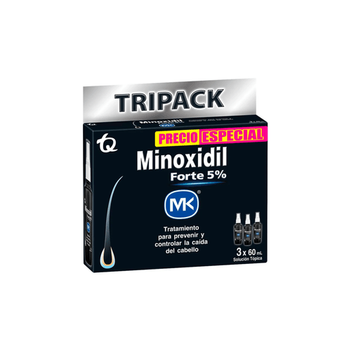 Minoxidil Mk Tripack Forte X 3 Unidades Frasco 60 Ml Tq