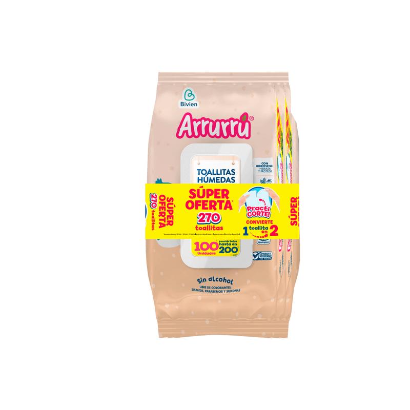 Toallitas Humedas Avena Karite 270un Arrurru