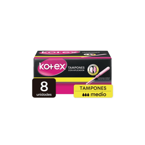 Tampón Kotex Con Aplicador Medio X8 Unidades