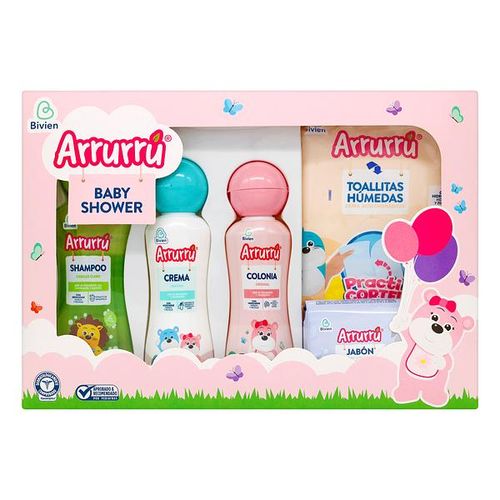 Estuche Arrurrú Baby Shower Rosado X 5 Artículos