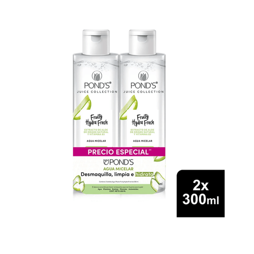 Agua Micelar Ponds Fruty Hydra Fresh Aloe 2 X 300Ml