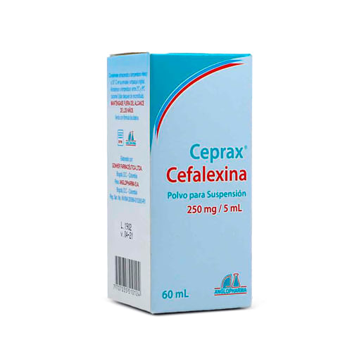 Ceprax Cefalexina Monohidrato 250 Mg Frasco X 60 Ml Suspensión Anglopharma