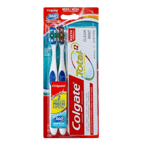 PACK Cepillo Dental Colgate 360 x 2 Und + Crema Total Original x 75 ml