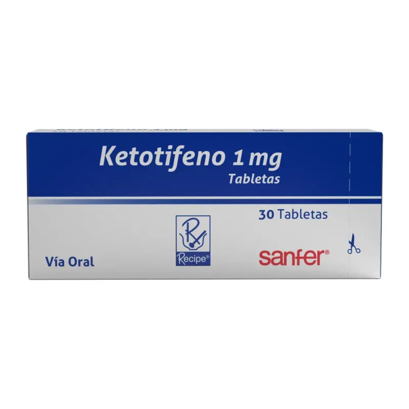 Ketotifeno 1 Mg Caja 30 Tabletas Recubiertas