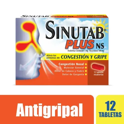 Sinutab Plus Nf Acetaminofén 500Mg Fenilefrina 5 Mg Caja X 12 Tabletas Johnson