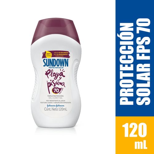 Bloqueador Sundown Playa Piscina Spf 70 Frasco X 120 Ml Johnson