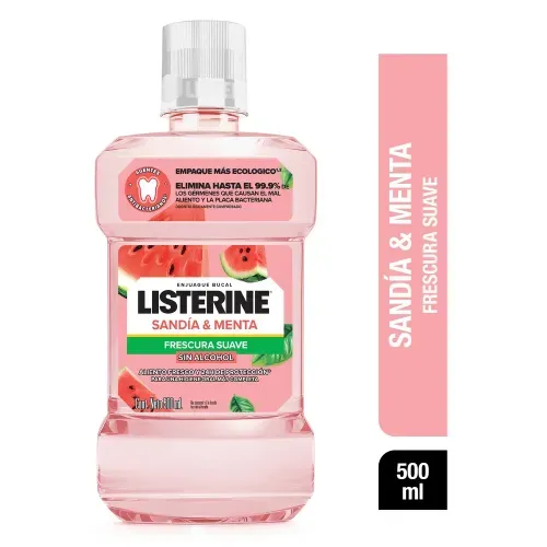 Enjuague Bucal Listerine Sandía Frescura Suave Frasco x 500 ml