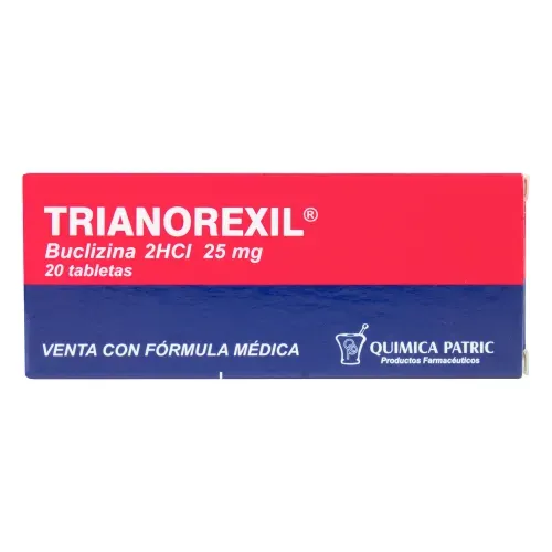 Trianorexil Buclizina Clorhidrato 25 Mg Caja X 20 Tabletas Quimica Patric