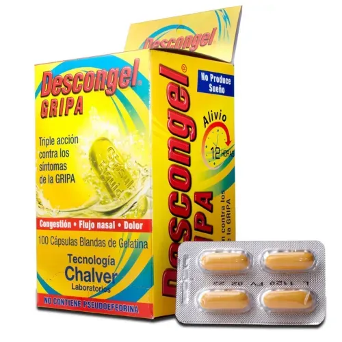 Descongel Gripa Acetaminofén 500 Mg Fenilefrina 10 Mg Loratadina 5 Mg Caja X 100 Cápsulas Chalver