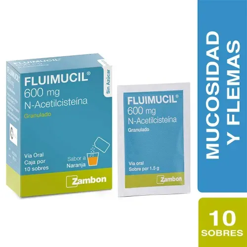 Fluimucil Acetilcisteina 600 Mg Caja X 10 Sobres Granulado Zambon