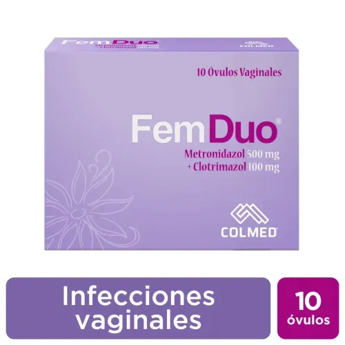 Femduo Clotrimazol 100 Mg Metronidazol 500 Mg Caja X 10 Óvulos Colmed