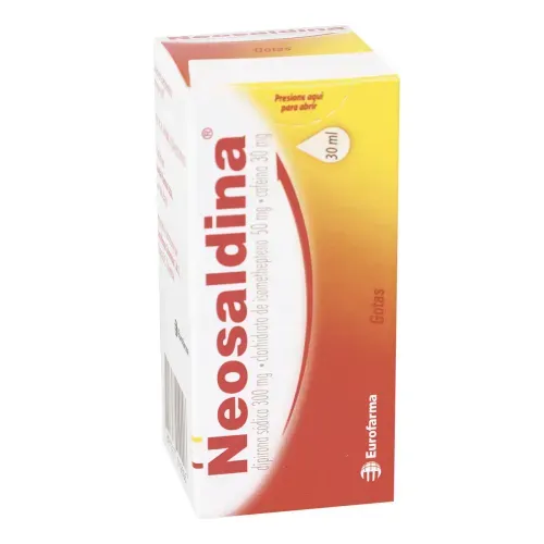 Neosaldina Dipirona 300Mg Cafeína 50 Mg Isometepteno 30 Mg Frasco X 30 Ml Gotas Solución Eurofarma