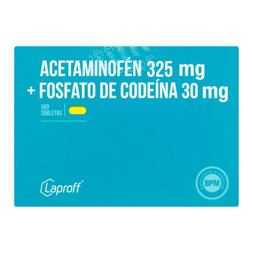 Acetaminofén 325 Mg + Fosfato De Codeína 30 Mg Caja X 100 Tabletas Laproff