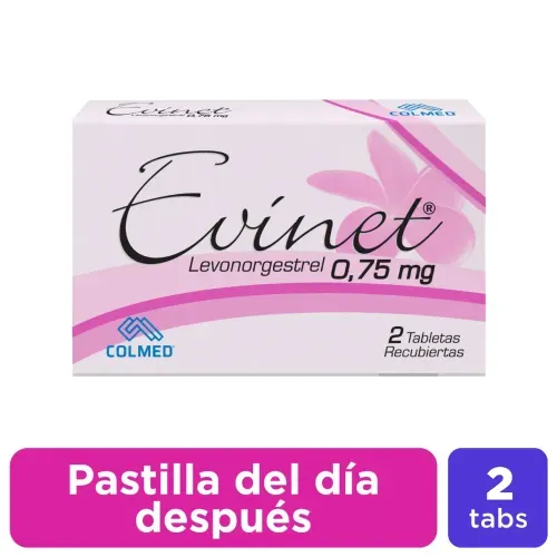 Evinet Levonorgestrel 0.75 Mcg Caja X 2 Tabletas Colmed