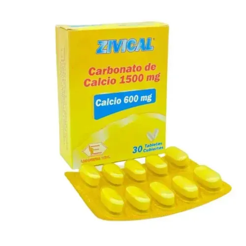 Zivical Calcio Carbónato 600 Mg Caja X 30 Tabletas Labquifar