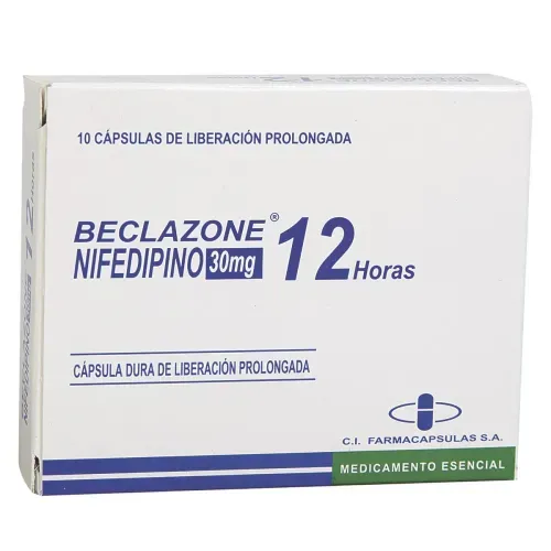 Beclazone Nifedipina 30 Mg Caja X 10 Cápsulas Blanda Novamed