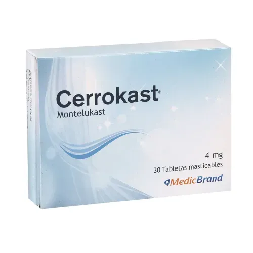 Cerrokast Montelukast Sódico 4 Mg Caja X 30 Tabletas Masticables Coaspharma