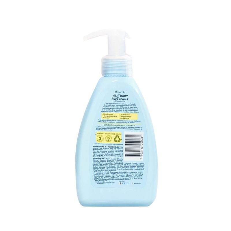 Crema Corporal Muss Baby 300 Ml Recamier