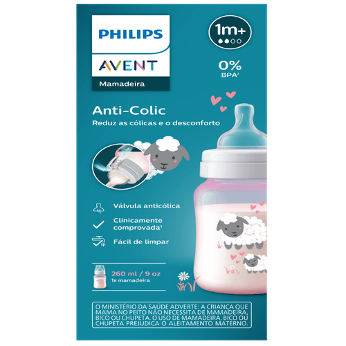 Tetero Anticólico Avent Decorado Diseño Oveja 9 Onzas