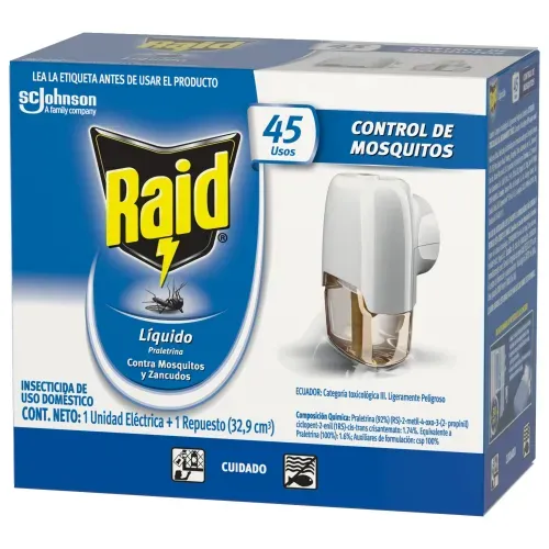 Repelente Raid Para Insectos Voladores Unidad + Repuesto X 65G