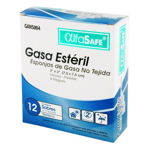Gasa Esteril No Tejida 3X3 12X2 Caja X Alfa