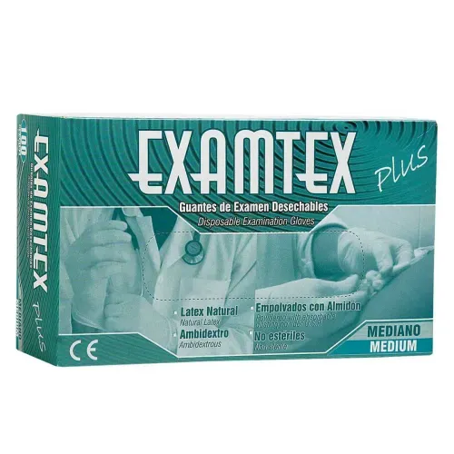 Guante Latex Examtex Plus Talla M Caja X 100 Unidades Protex