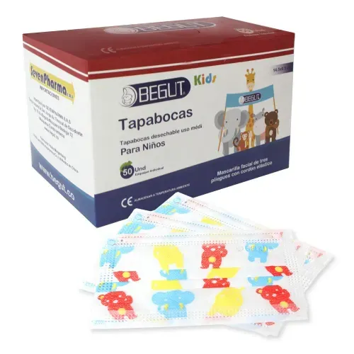 Tapabocas Desechable Empaque Ind Niños Caja X 50 Unidades Begut
