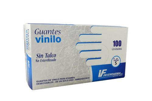 Guante Vinilo Transparente Talla S Caja X 100 Unidad Inverfarma