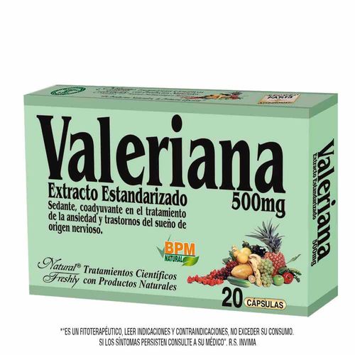 Valeriana 500 Mg Caja X 20 Comprimidos Natural Freshly