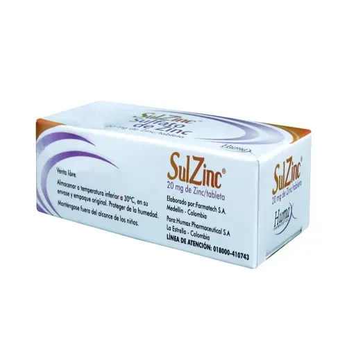 Sulzinc Sulf Sulfato De Sulzinc 20 Mg Caja X 30 Tabletas Humax