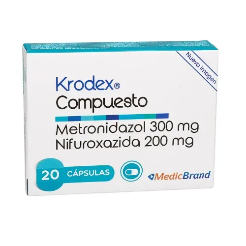 Krodex Compuesto Metronidazol 300 Mg Nifuroxazida 200 Mg Caja X 20 Cápsulas Coaspharma