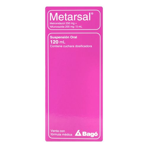 Metarsal Metronidazol 250 Nifuroxazida 200 Mg Frasco X 120 Ml Suspensión 120 Ml Bago
