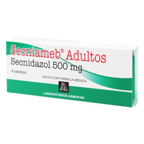 Secniameb Adultos Secnidazol 500 Mg Caja X 4 Tabletas Armofar