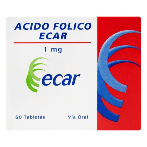 Ácido Fólico 1 Mg Caja X 60 Tabletas Ecar