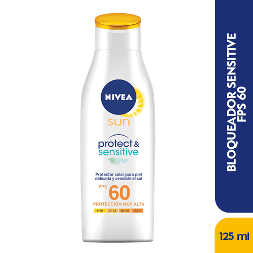Bloqueador Nivea Sun Protector Sens Spf60 Frasco X 125 Ml Bdf