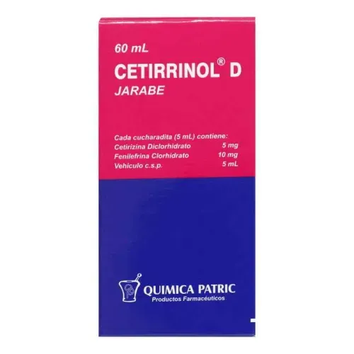 Cetirrinol D Cetirizina Diclorhidrato 5,0 Mg + Fenilefrina 20,0 Mg Caja X 10 Jarabe Quimica Patric