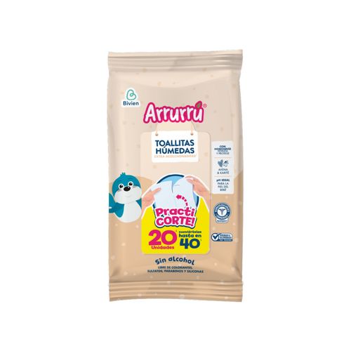 Toallitas Húmedas Arrurrú Extra Acolchadas Avena 20 Unidades Belleza Express