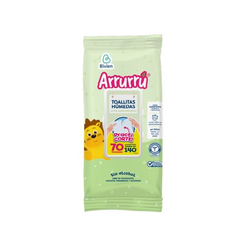 Toallitas Húmedas Arrurrú Extra Acolchadas Aloe Y Manzanilla 70 Unidades Belleza Express