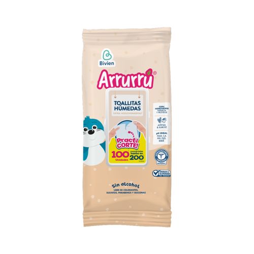 Toallitas Húmedas Arrurrú Extra Acolchadas Avena 100 Unidades Belleza Express