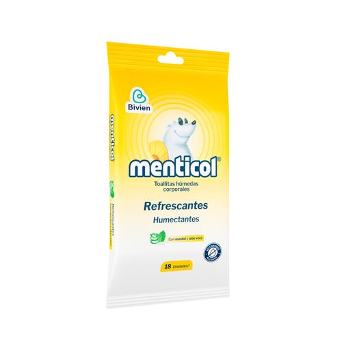 Toallitas MentiCol Corporales Refrescantes Paquete 18 und