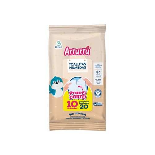 Toallitas Húmedas Arrurrú Extra Acolchadas Avena 10 Unidades Belleza Express