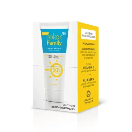 Protector Solar Solor Family SPF 50 - Caja X 12 Sachets de 10 g